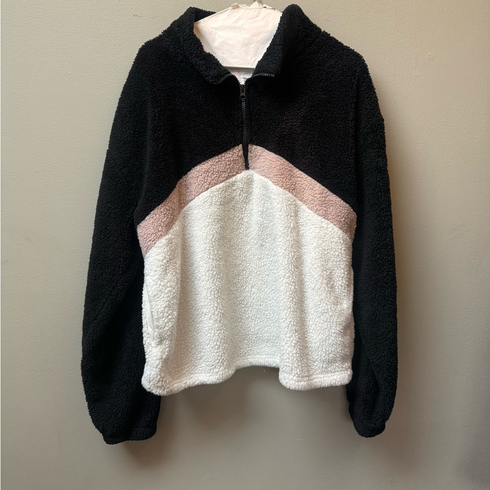 Colsie Black, Pink, and White Cowl Sweater